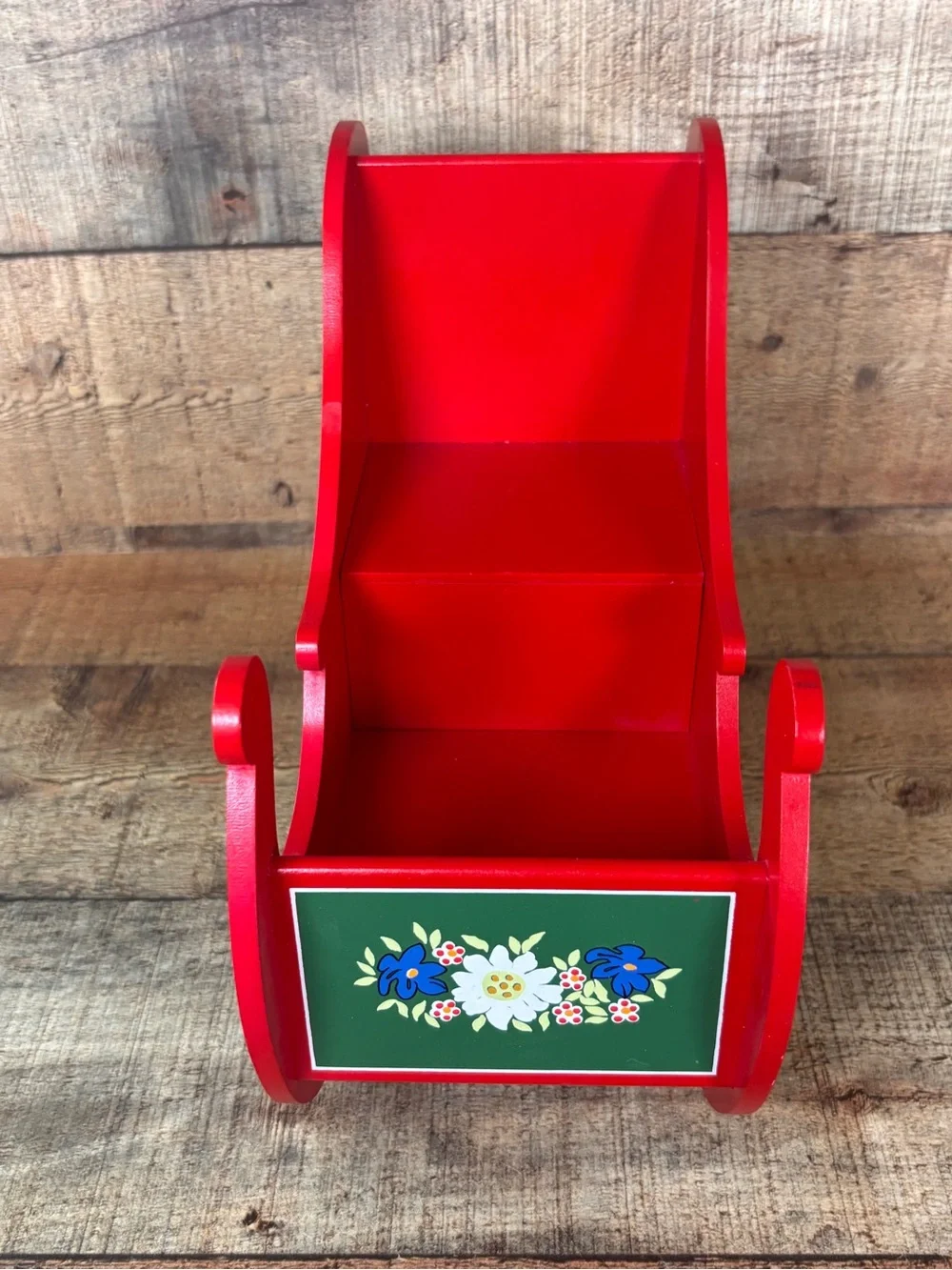 Vintage Muffy VanderBear Highland Fling Alpine Red Sleigh with Flowers For Doll